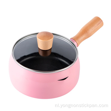 16CM kleine melkpot met houten handvat